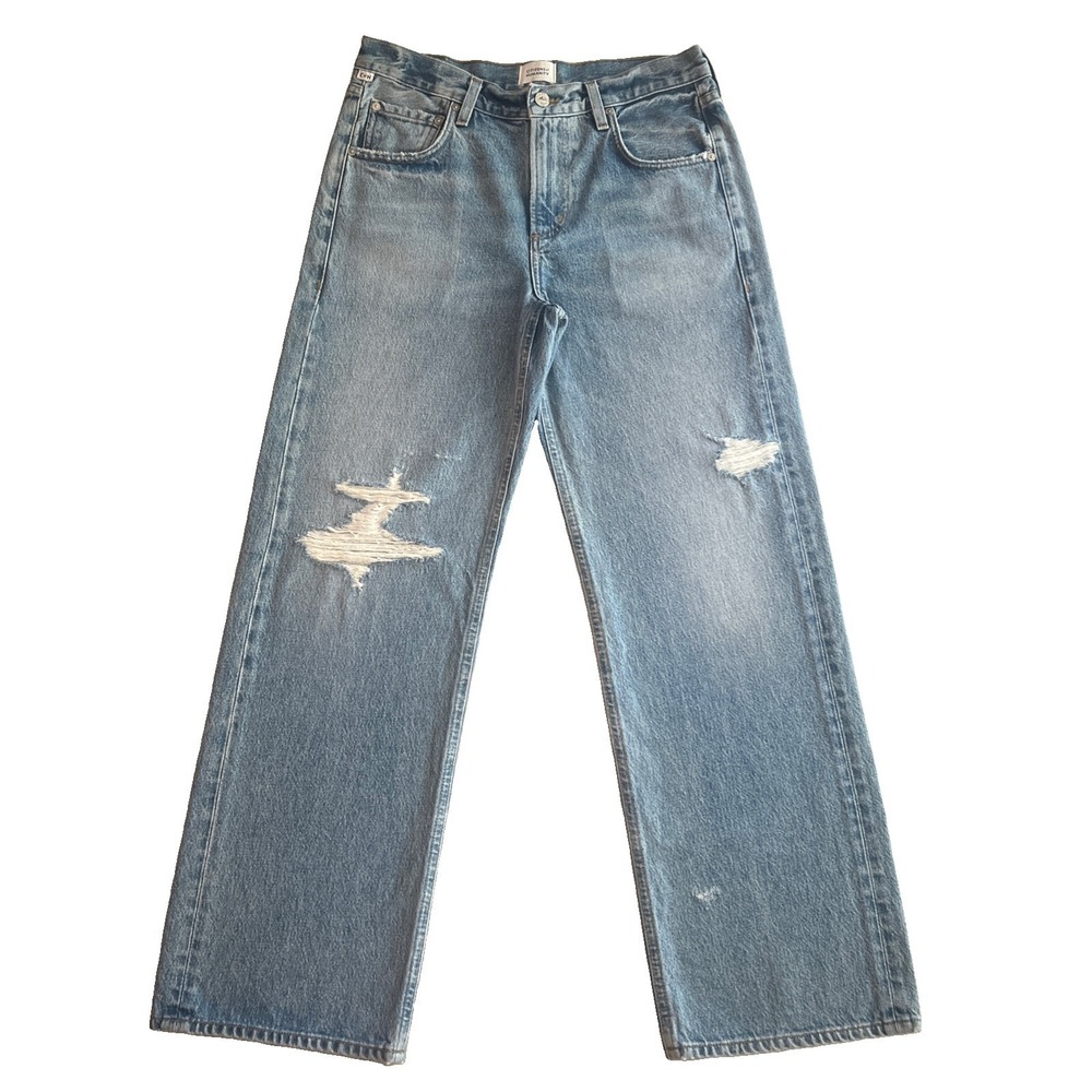 Citizens of Humanity Lindz Low Rise Straight Jeans Empire Distressed Size 27